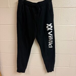 Volkl Mens Logo Graphic Fleece Jogger Sweatpants M Black Cotton Blend Sporty